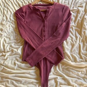 Abercrombie & Fitch Burgundy Long Sleeve Bodysuit